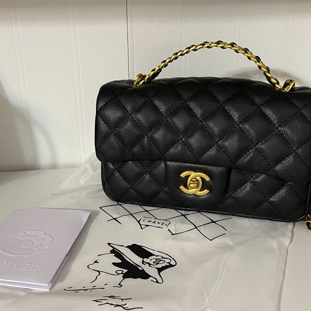 black caviar quilted handbag